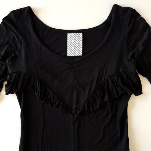 Majaco - Ruffle Bodysuit/Leotard with 3/4 Sleeves - Black - 38 - S - Picture 2 of 8